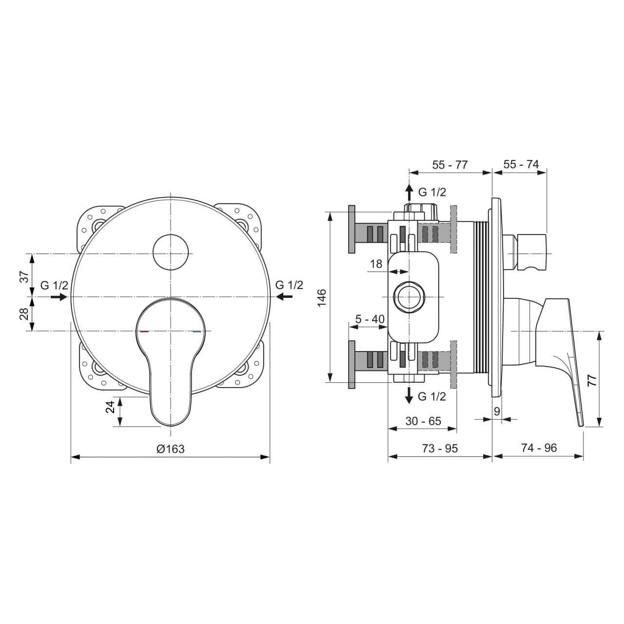 Ideal Standard Badewannenarmatur Cerabase Chrom (A7395AA)