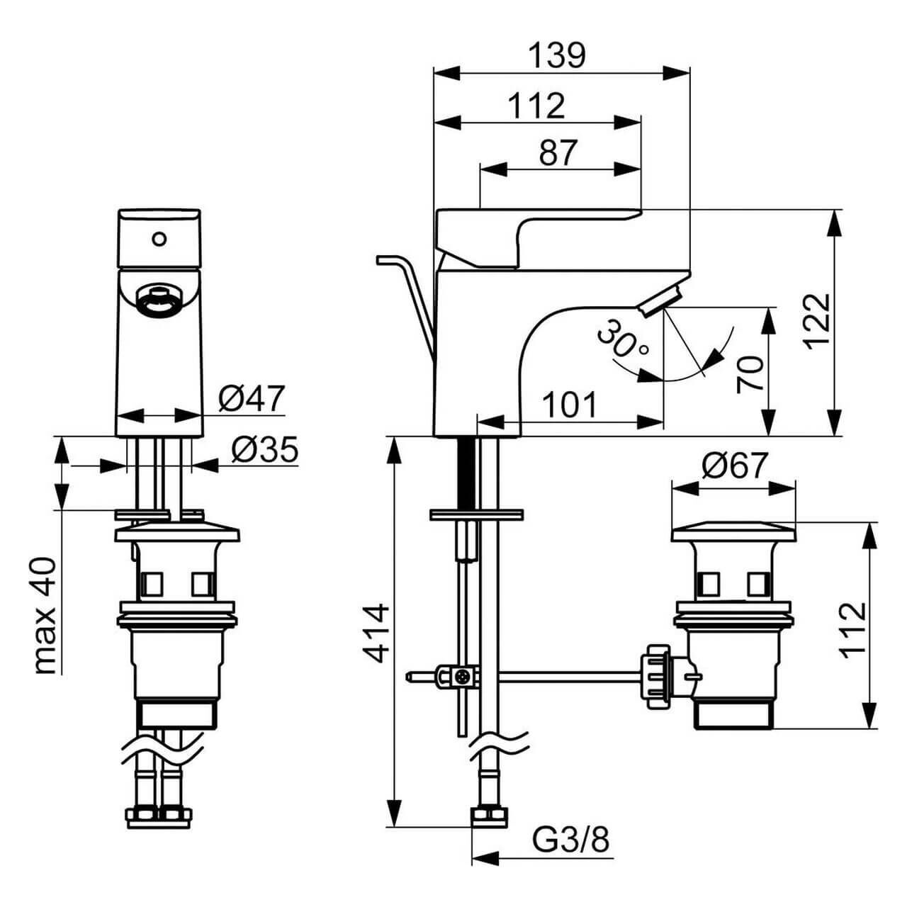 Hansa Waschtischarmatur Hansabasic Chrom mit Ablaufgarnitur DN 15 (55402203)