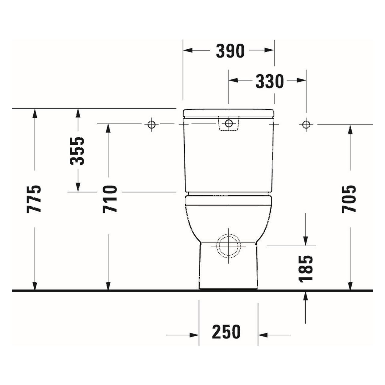 Duravit Stand-Tiefspül-WC Kombi No.1 36,5x65 cm 6 l waagerechter Abgang Rimless Weiß (2182090000)