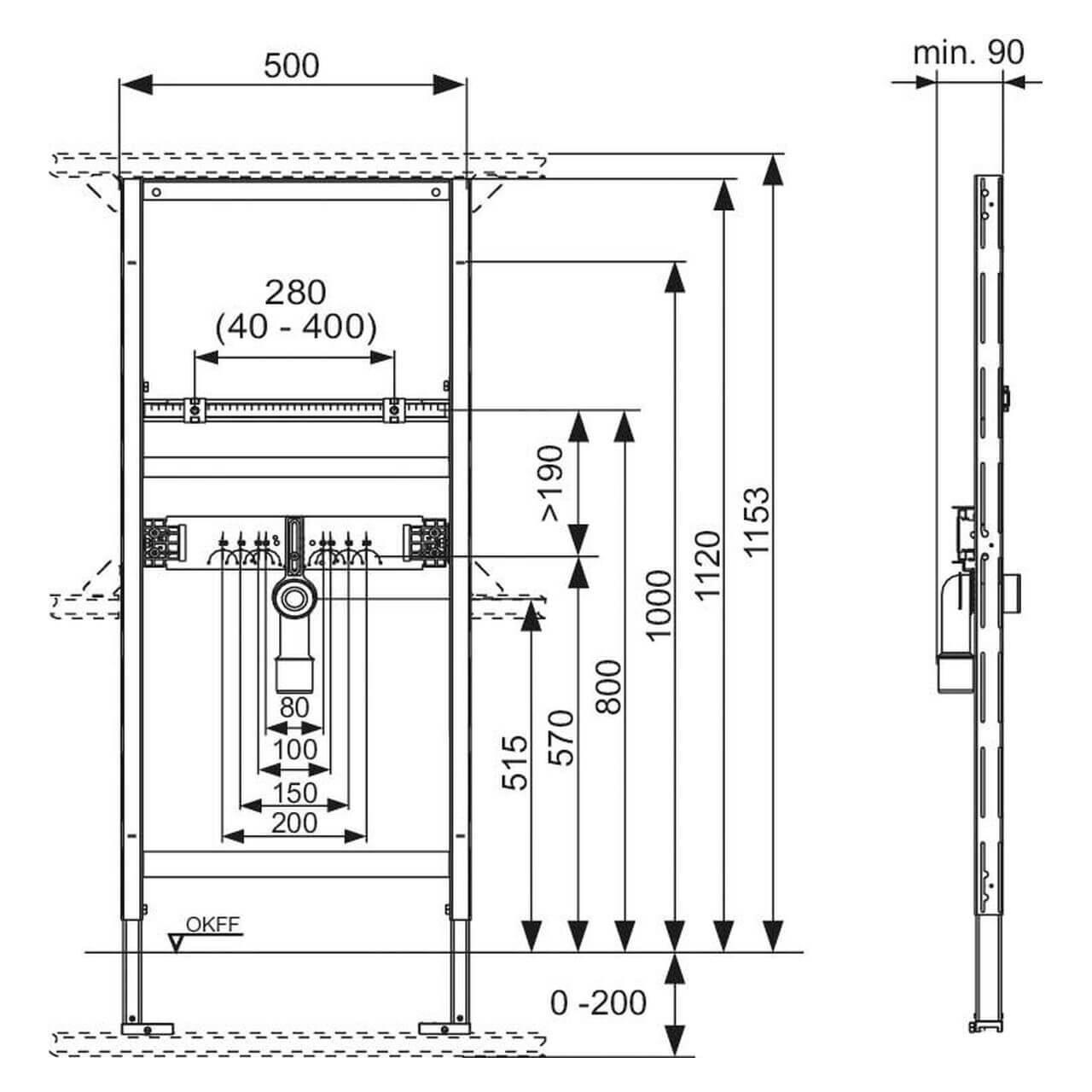 Tece Waschtischmodul Teceprofil 1120 mm selbsttragend (9310000)
