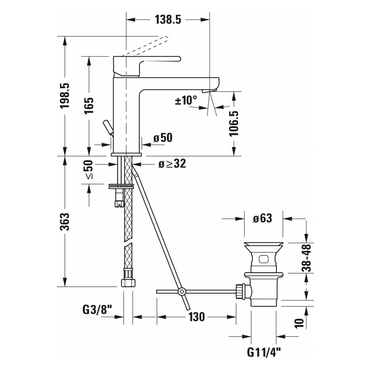 Duravit Waschtischarmatur M B.2 Chrom 139 mm Ausladung (B21020002010)
