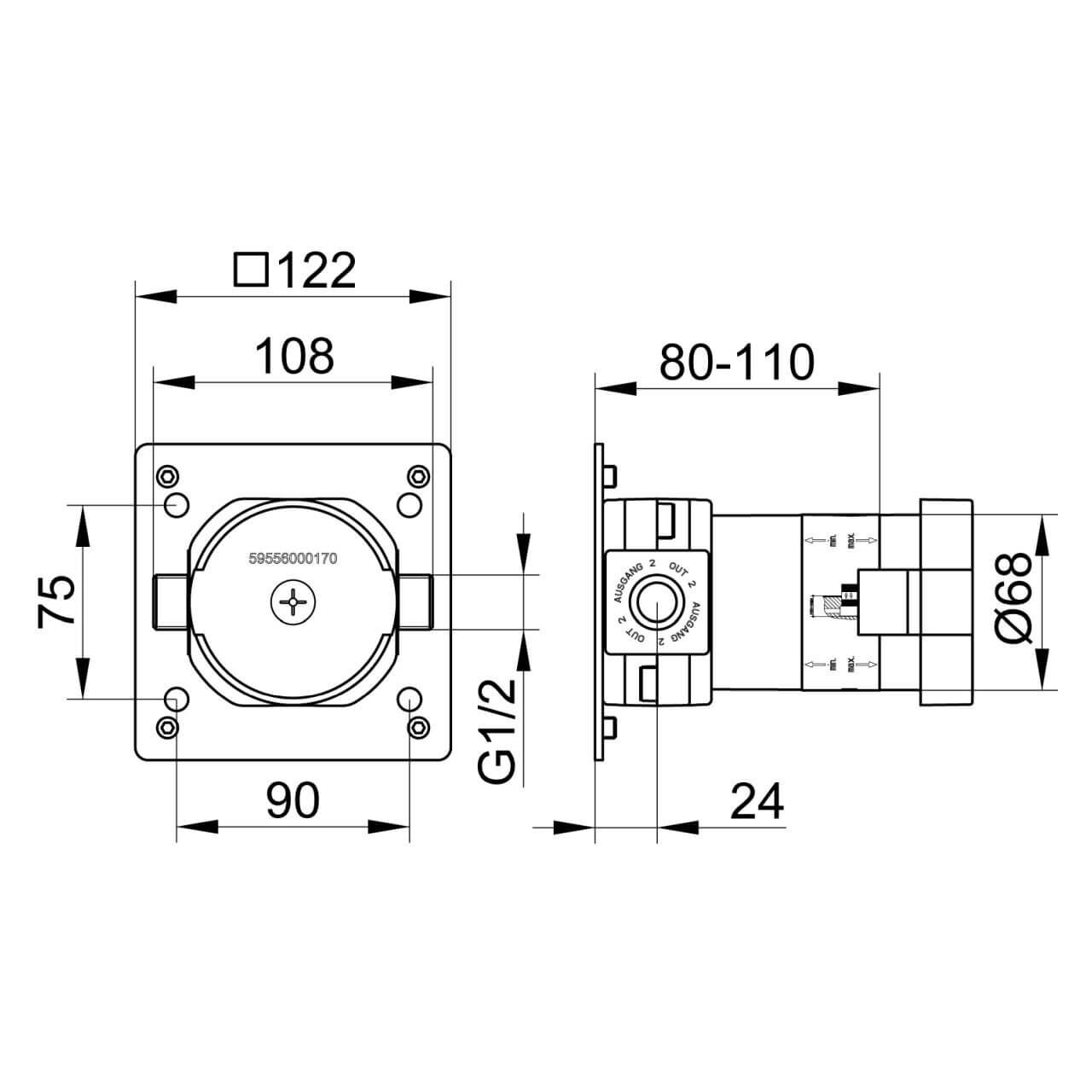 Keuco Grundkörper IXMO UP 2-Wege-Umstellventil G 1/2 (59556000170)