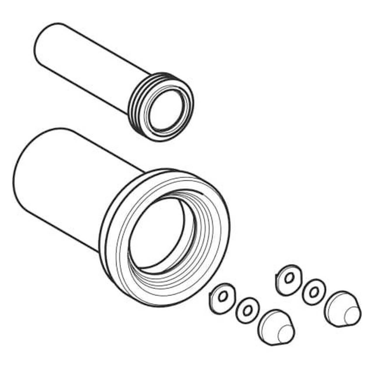 Geberit Anschlussgarnitur Ø 110 mm, 185mm, für Wand-WC, PE/PP, mattverchromt (10262013)