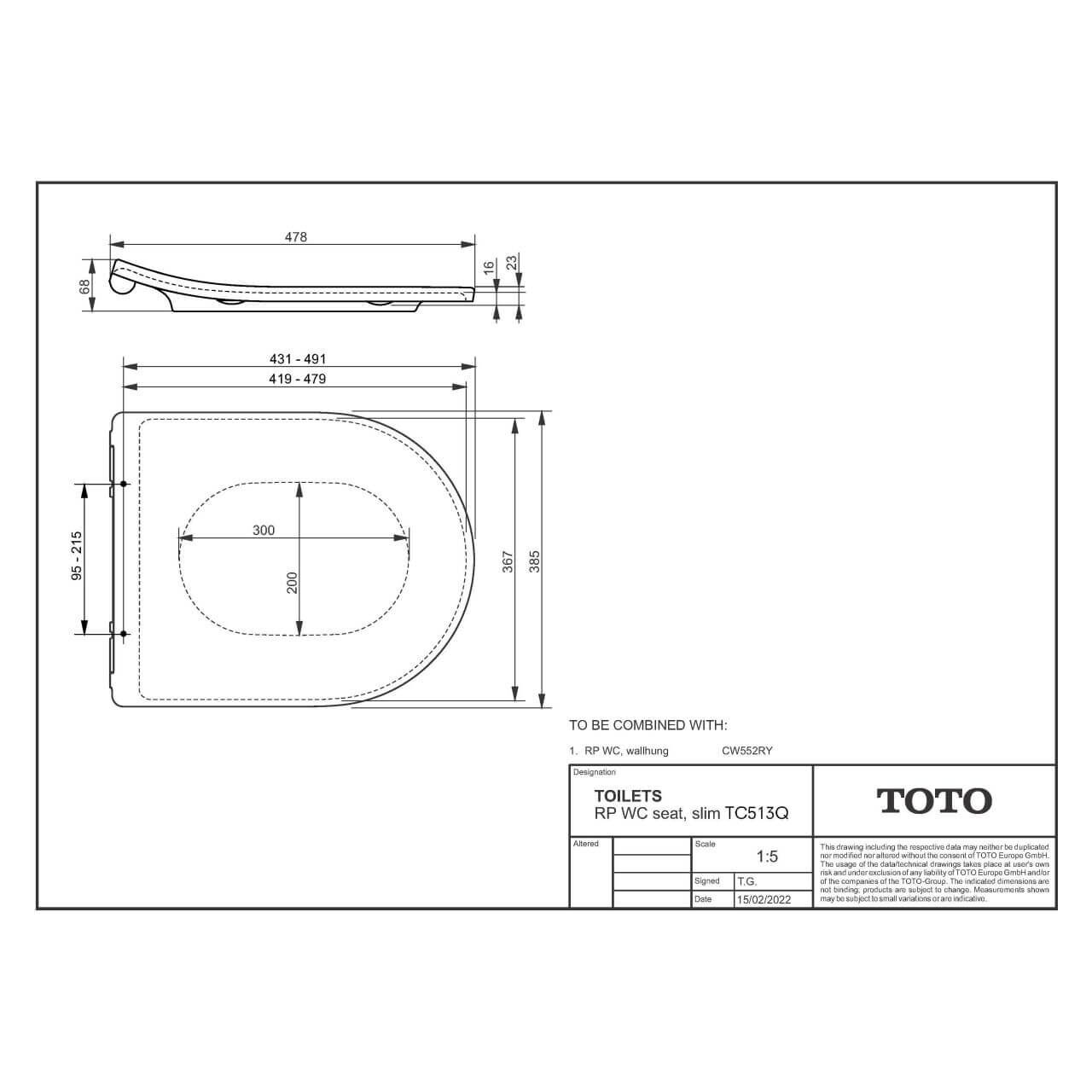 Toto WC-Sitz RP 38,5x47,7 cm mit Absenkautomatik Weiß (TC513Q)