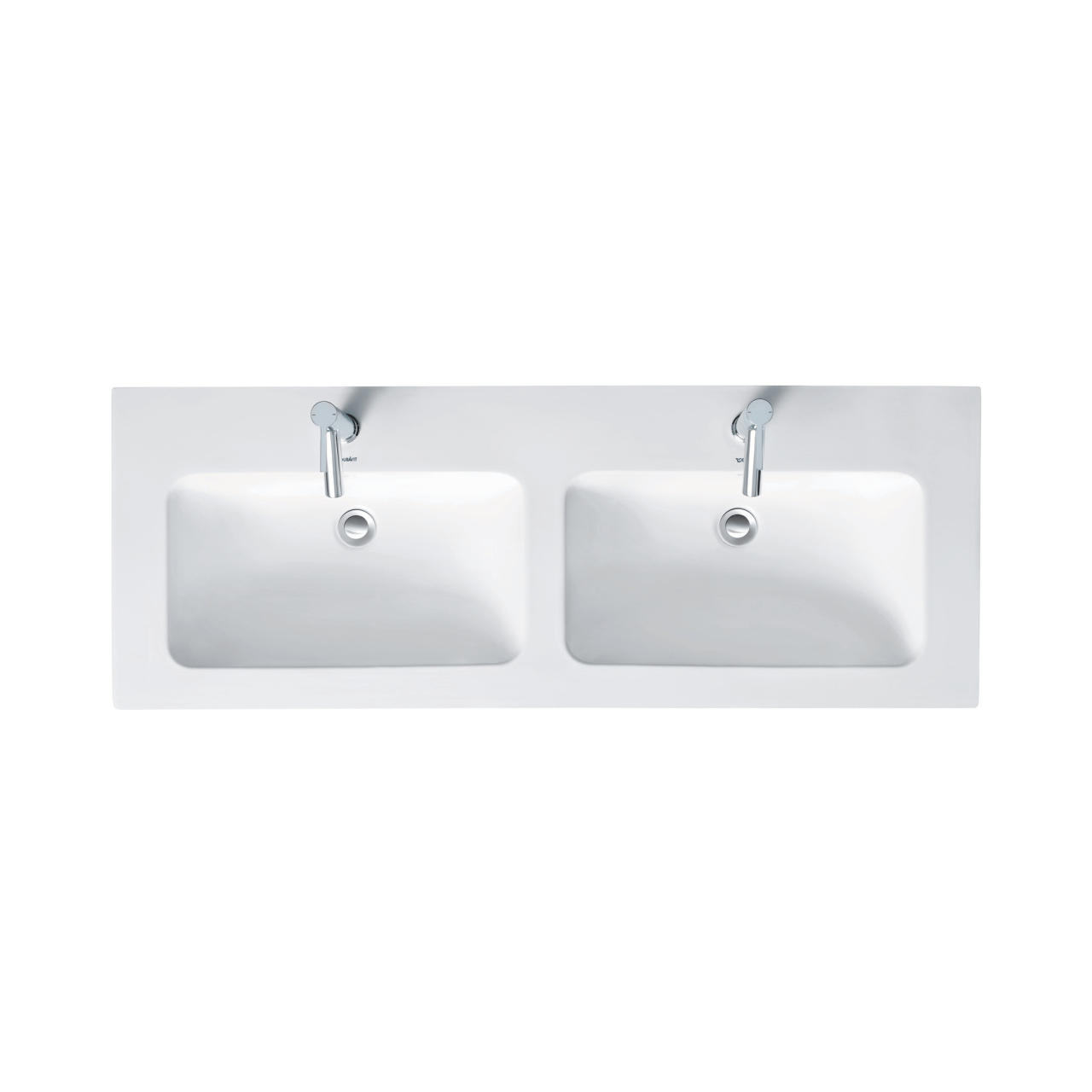 Duravit Doppelwaschtisch Me by Starck 130x49 cm Weiß 2 Hahnlöcher WonderGliss (23361300001)