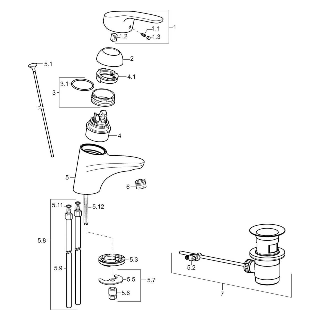 Hansa Waschtischarmatur Hansamix Chrom DN 15 mit Ablaufgarnitur (01092183)