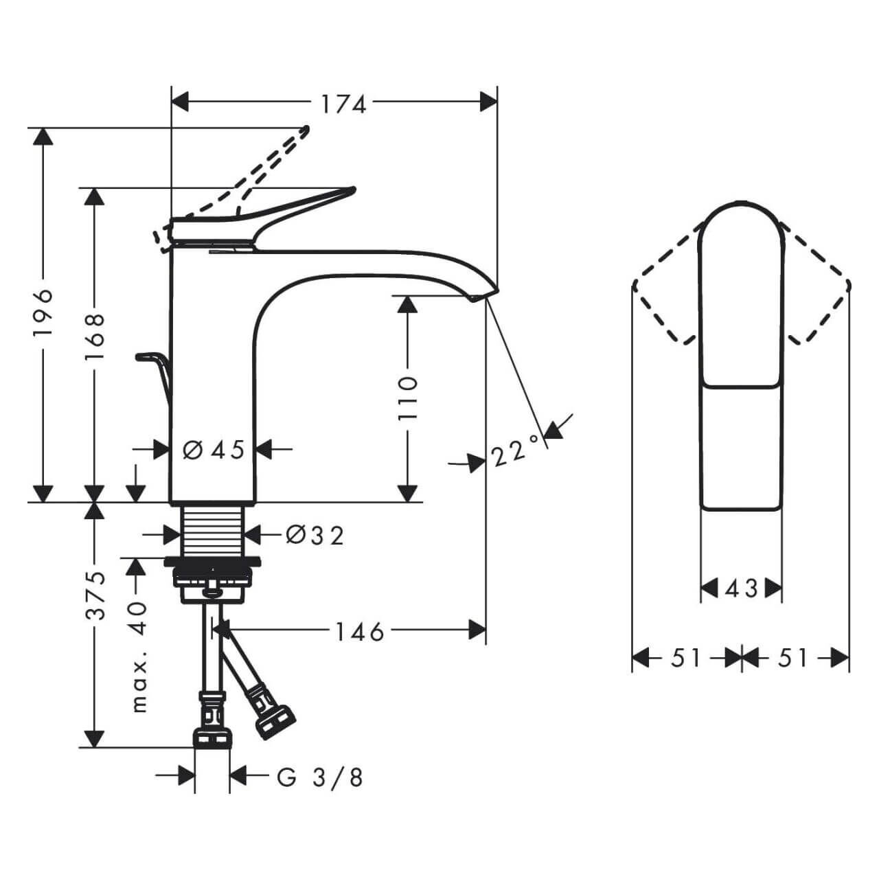 Hansgrohe Waschtischarmatur Vivenis Chrom mit Ablaufgarnitur (75020000)