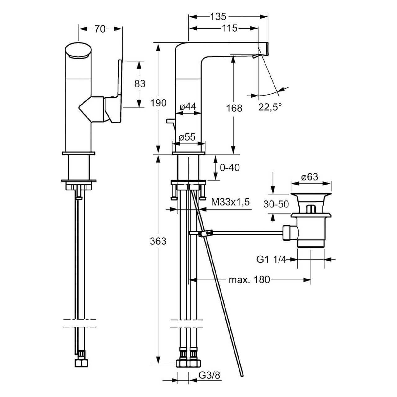 Hansa Waschtischarmatur Hansaronda Chrom DN 15 (55262203)