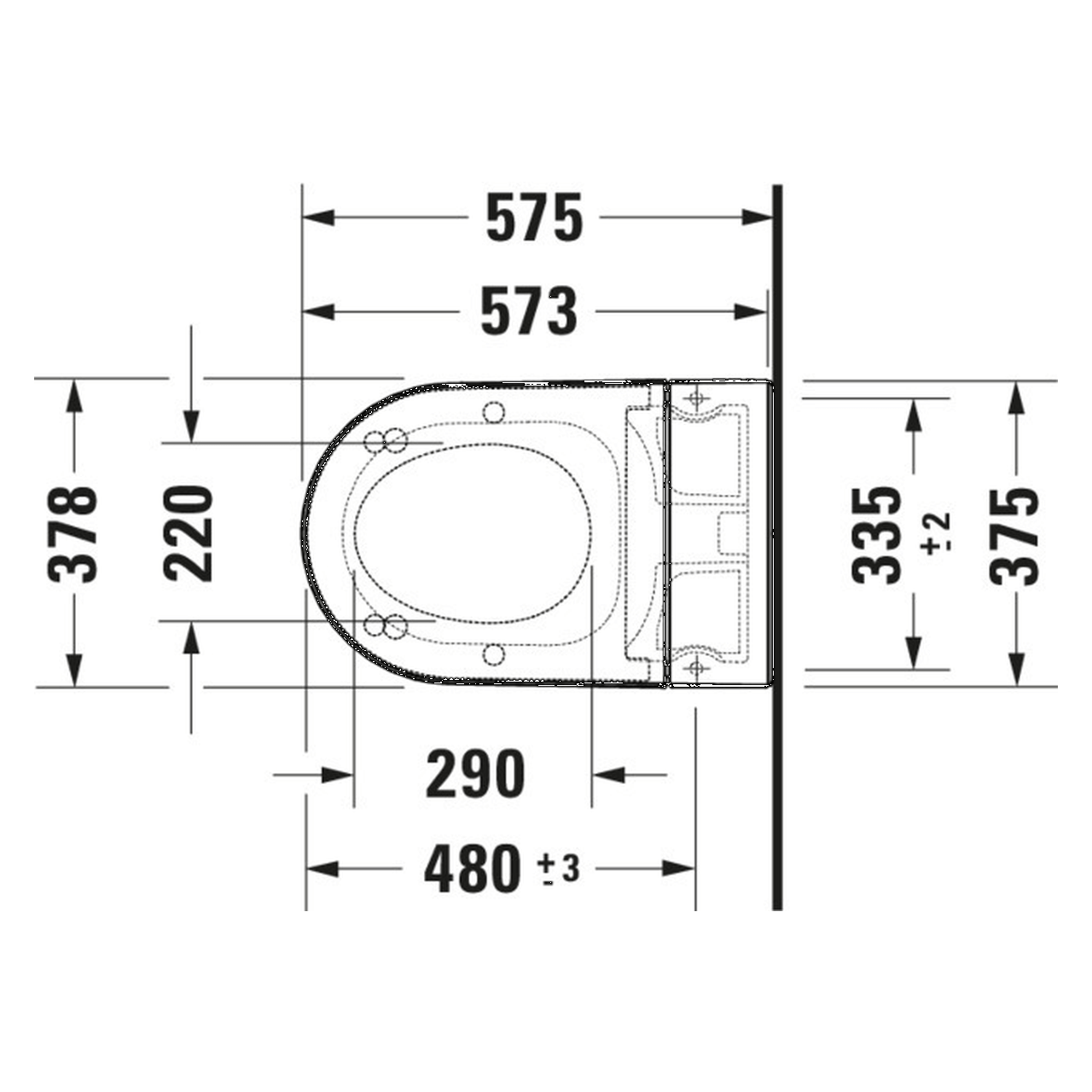 Duravit Wand-WC Starck Lite Compact 37,8x57,5 cm Rimless für SensoWash (650001012004310)