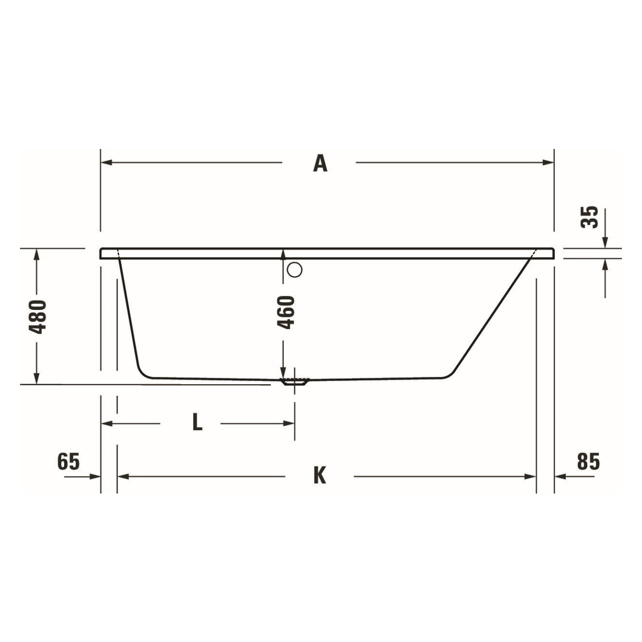 Duravit Trapez-Badewanne No.1 170x100 cm Weiß rechts (700509000000000)