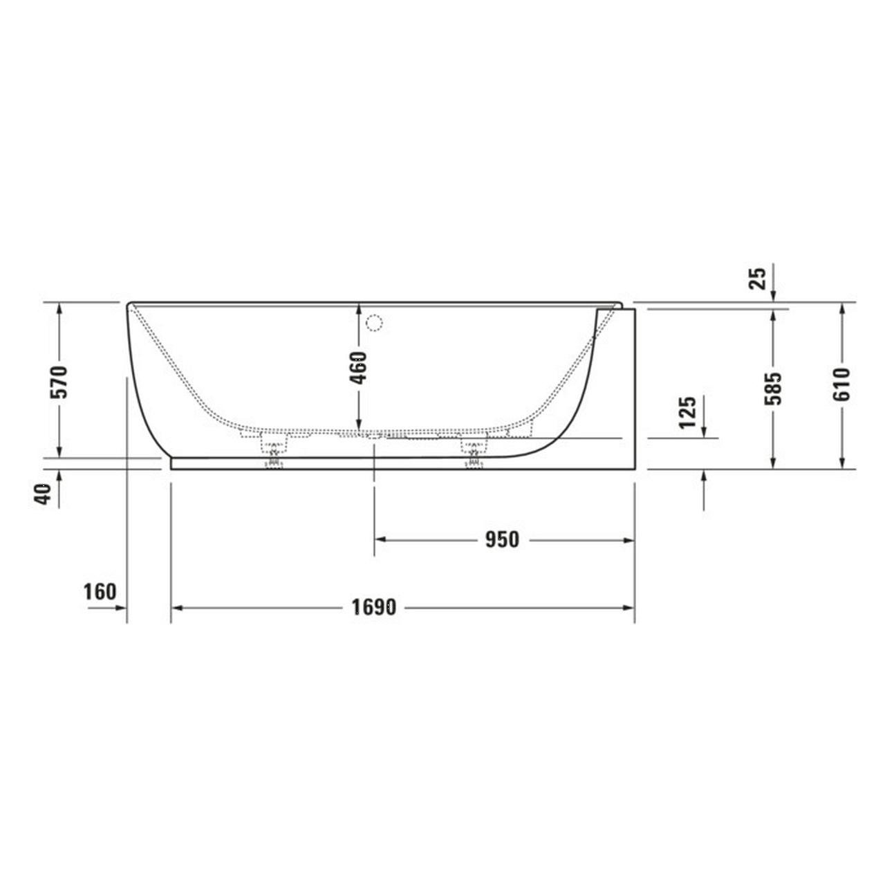 Duravit Oval-Badewanne Luv 185x95 cm Weiß, rechts (700432000000000)