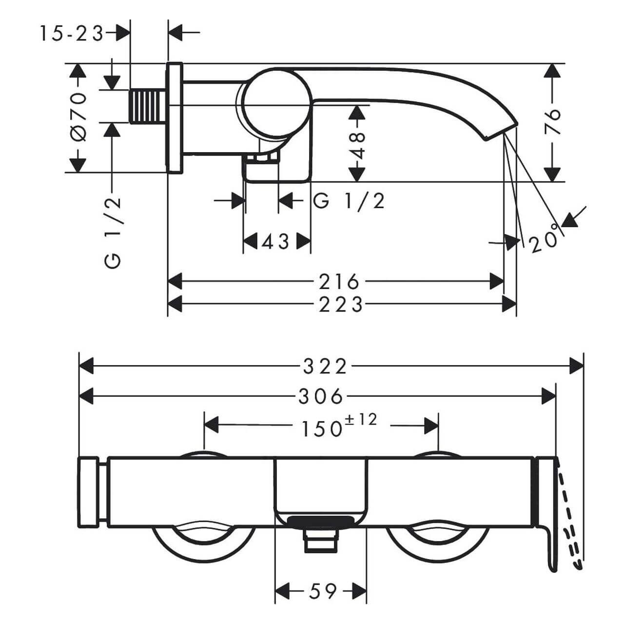 Hansgrohe Badewannenarmatur Vivenis Chrom (75420000)