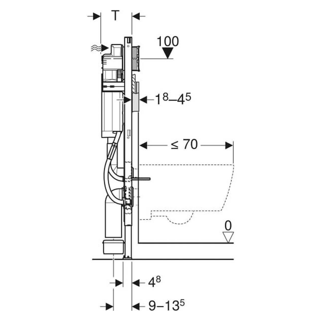 Geberit Wand-WC-Element Duofix BH 112 cm barrierefrei mit Sigma UP-Spülkasten (111375005)