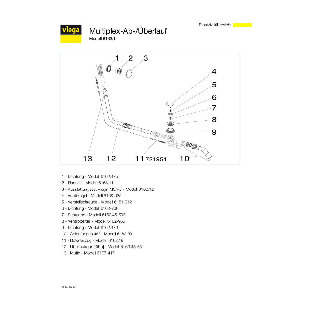 Viega Ab-/Überlaufgarnitur Multiplex DN 40/50 Weiß (111069)