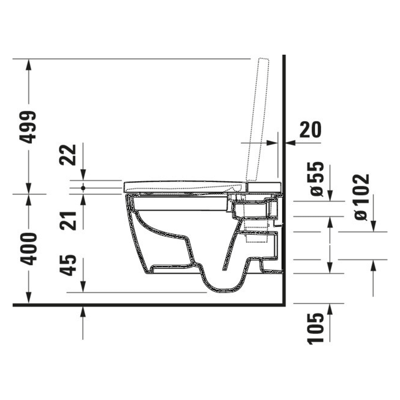 Duravit Wand-WC Starck Lite Compact 37,8x57,5 cm Rimless für SensoWash (650001012004310)