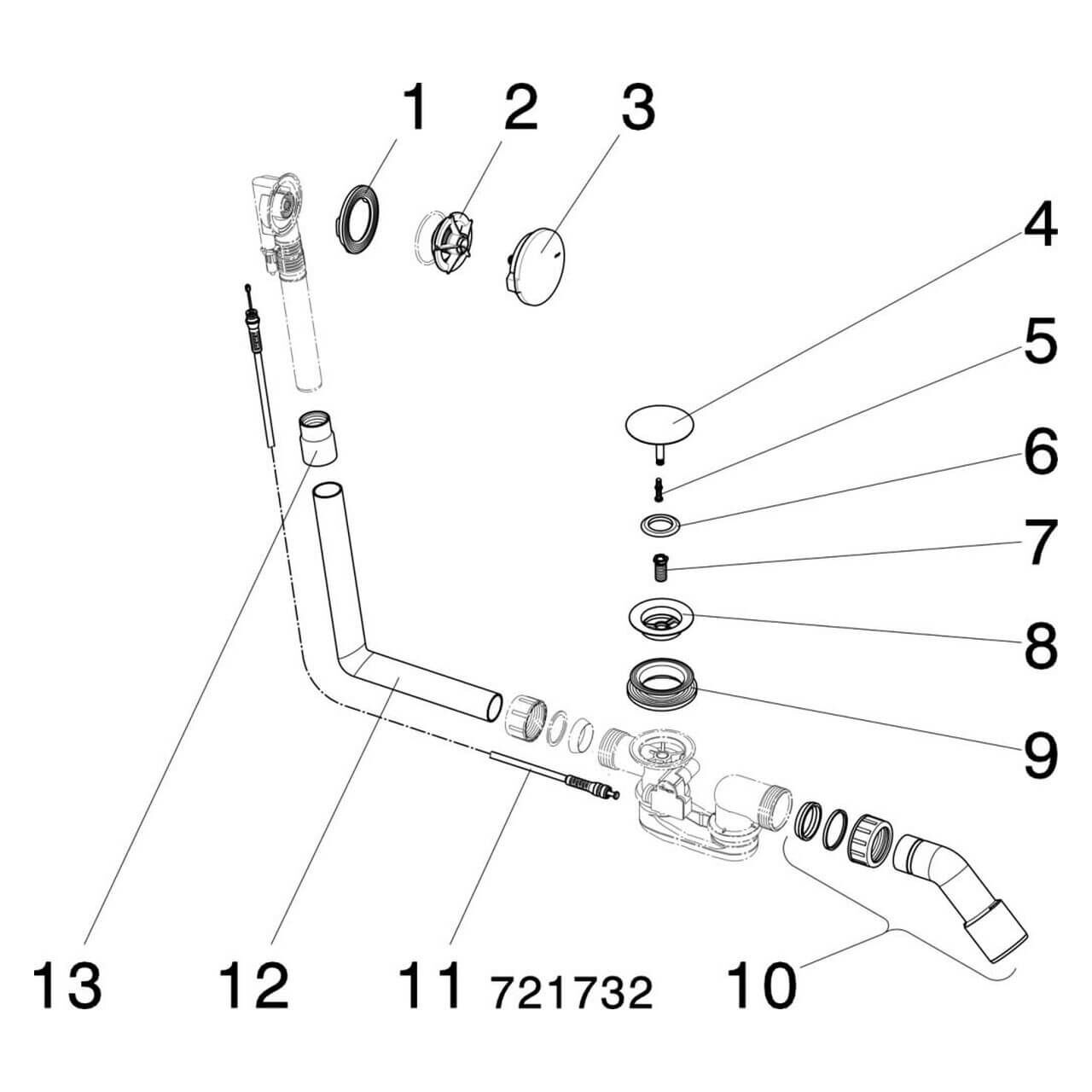Viega Ab-/Überlaufgarnitur Multiplex Messing DN 40/50 (103071)