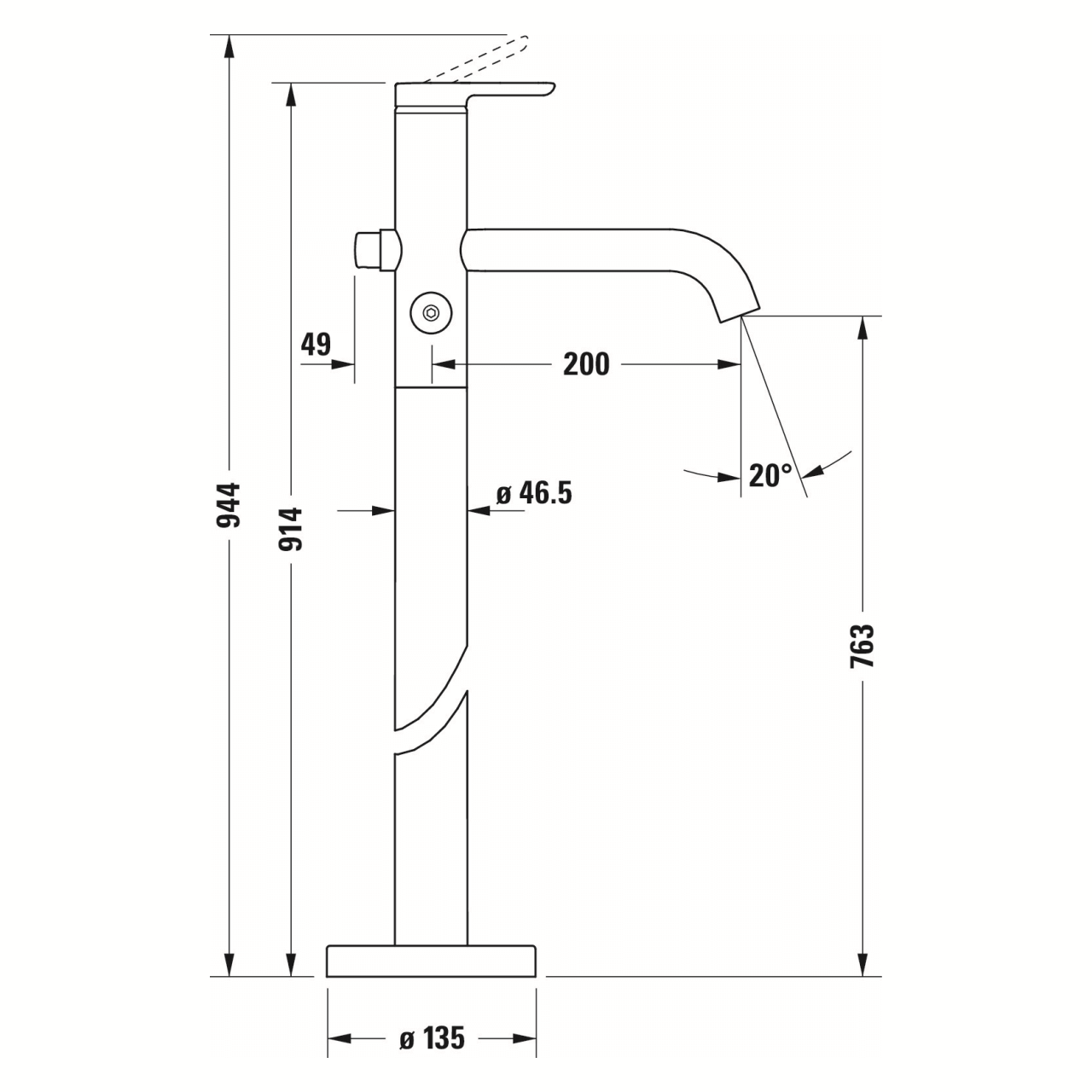 Duravit Badewannenarmatur C.1 Bodenstehend 200 mm Chrom (C15250000010)
