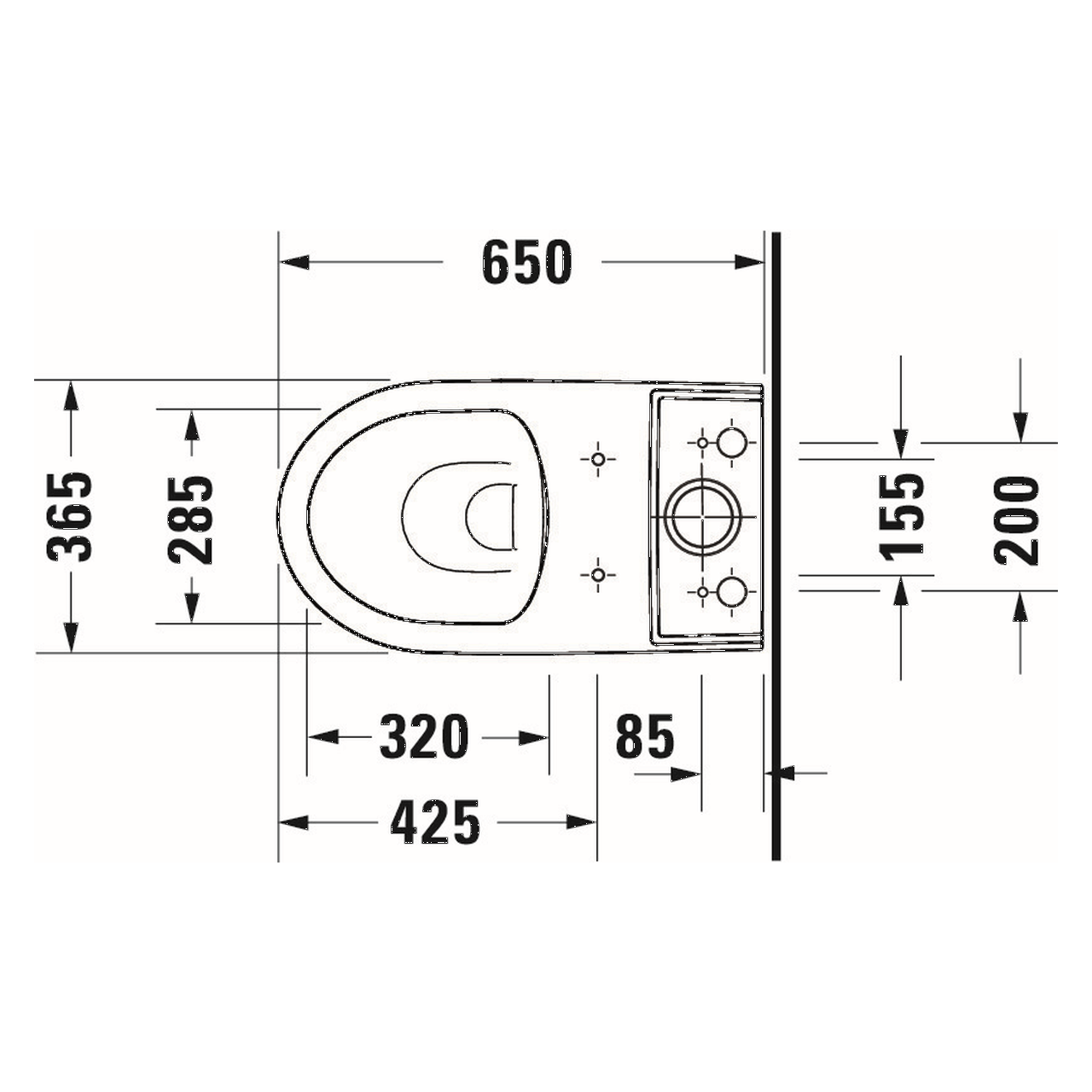 Duravit Stand-Tiefspül-WC Kombi No.1 36,5x65 cm 6 l waagerechter Abgang Rimless Weiß (2182090000)