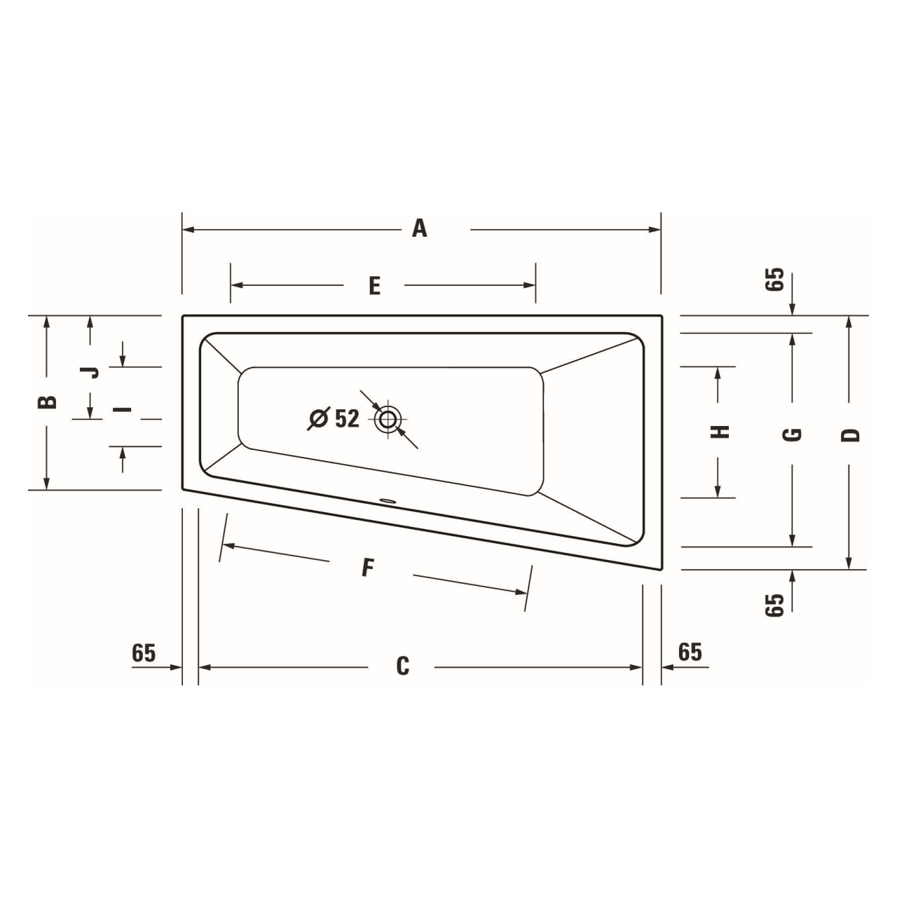 Duravit Trapez-Badewanne No.1 170x100 cm Weiß rechts (700509000000000)