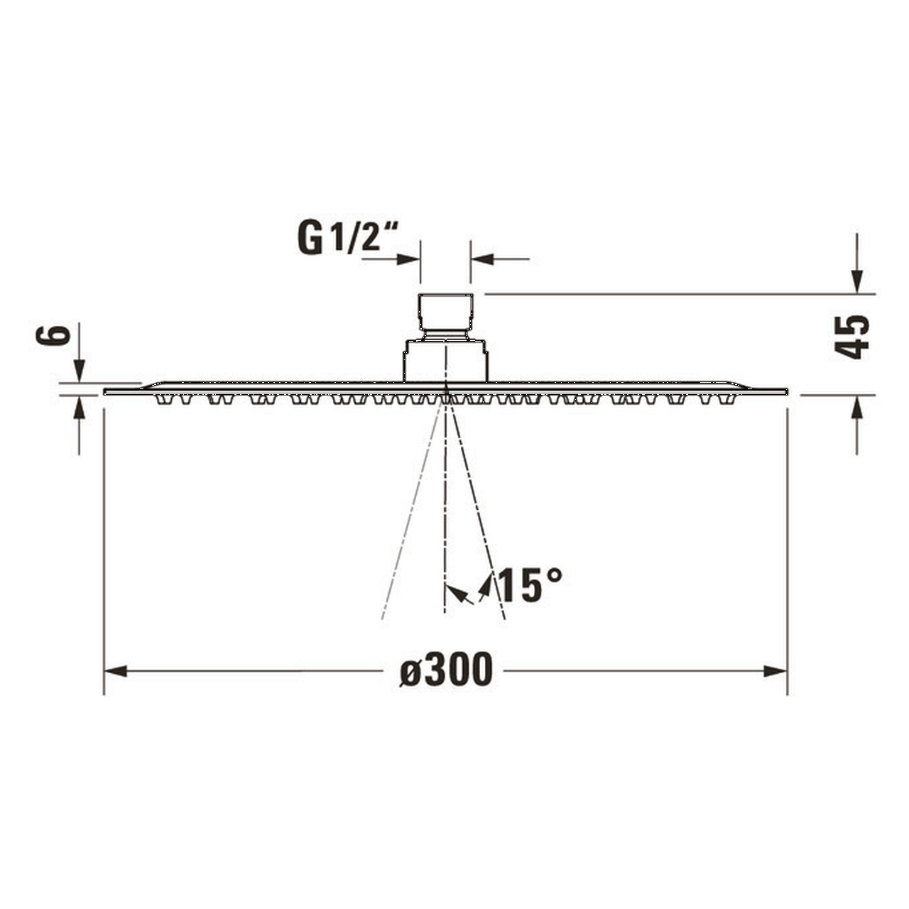 Duravit Kopfbrause 1jet 300 mm Schwarz Matt (UV0660020046)