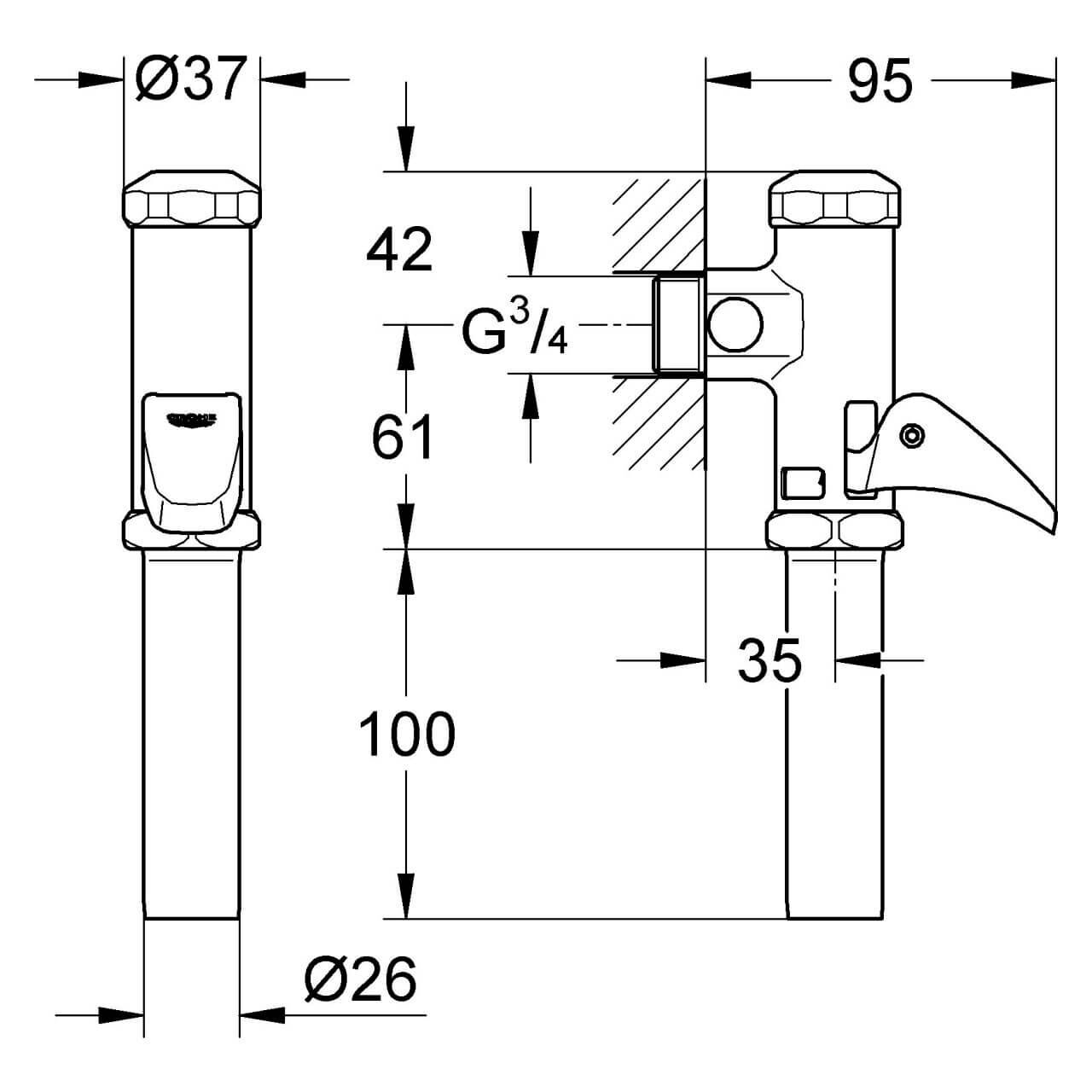 Grohe DAL-Automatik-WC-Spüler 3/4" ohne Vorabsperrung Chrom (37139000)