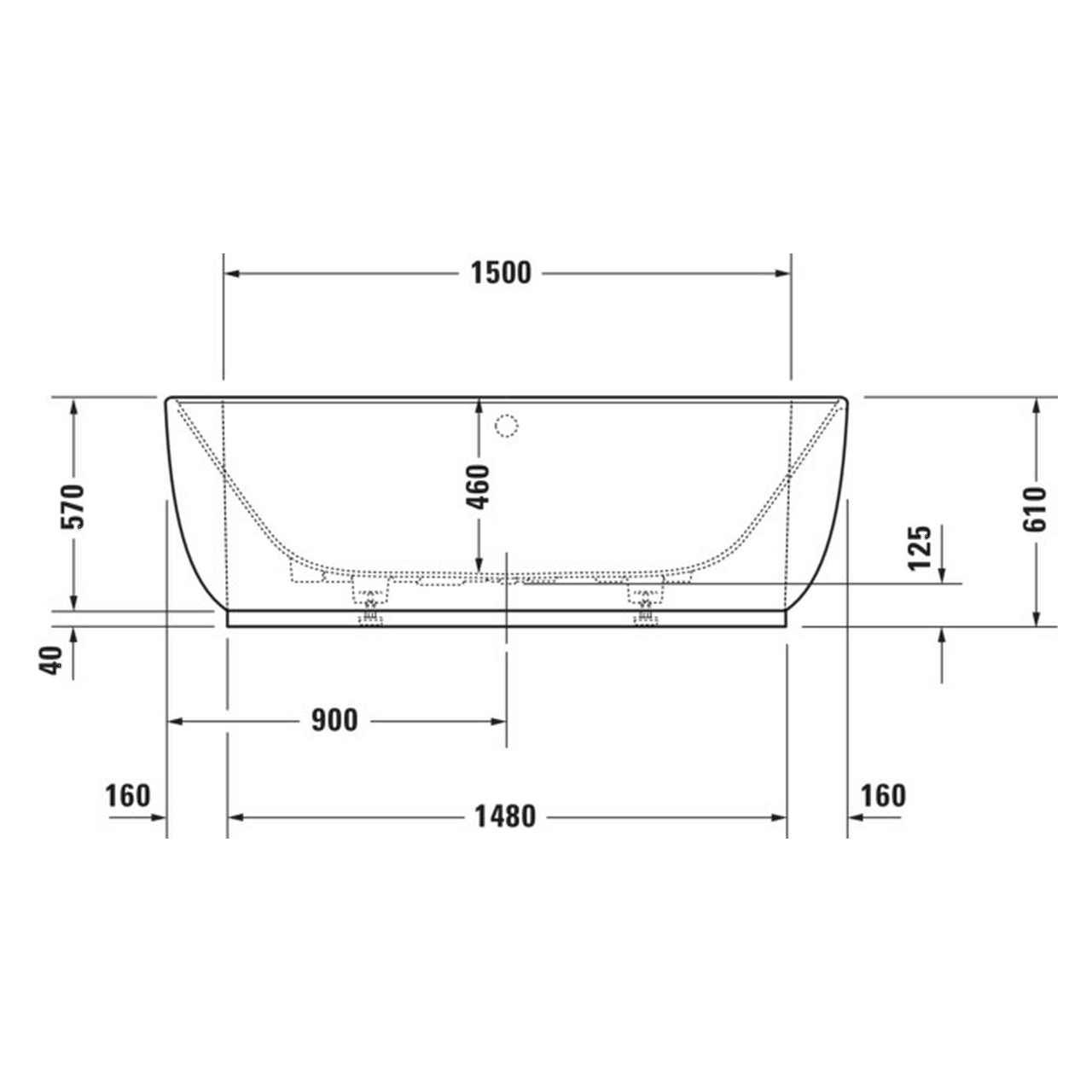 Duravit Oval-Badewanne Luv 180x95 cm matt Weiß, Vorwandmontage (700433000000000)