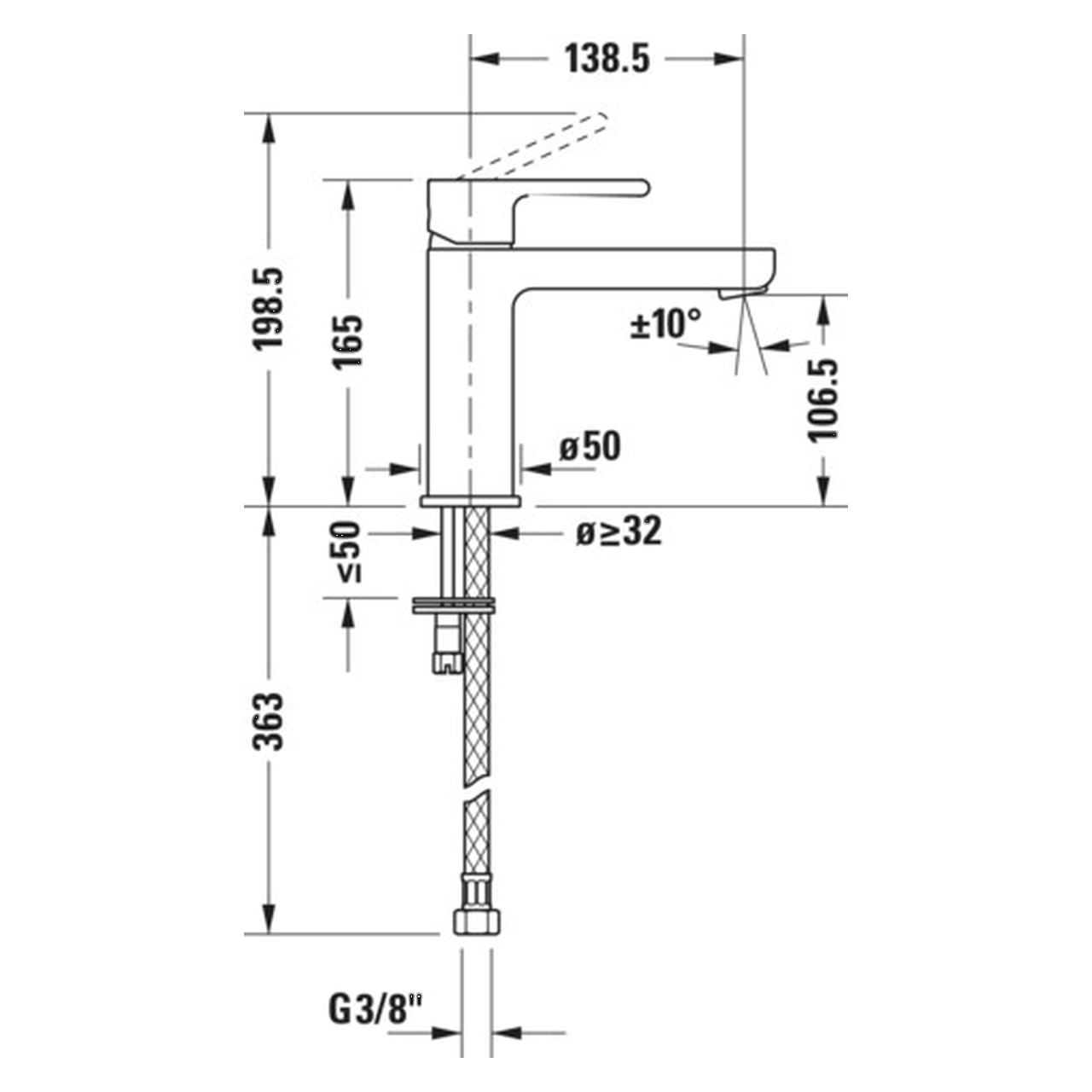 Duravit Waschtischarmatur M B.2 Chrom 139 mm Ausladung (B21020002010)