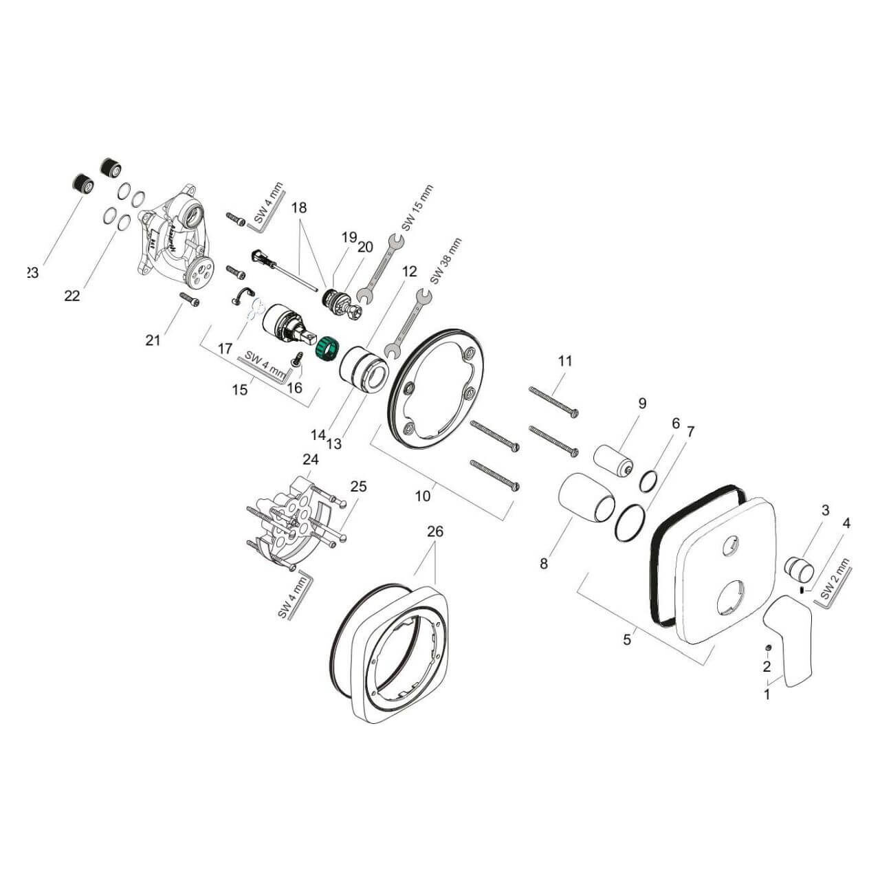 Hansgrohe Badarmatur Metris Chrom Unterputz (31454000)