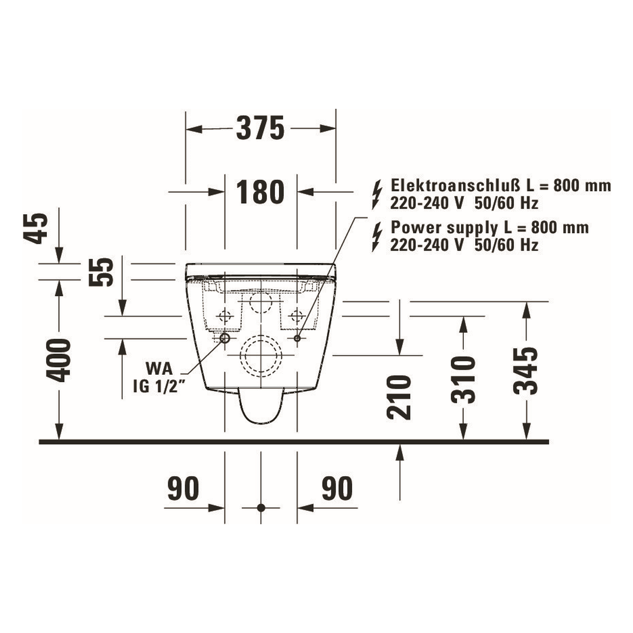 Duravit Kompakt-Dusch-Tiefspül-WC D-Neo, Rimless, HygieneGlaze, mit Fernbedienung und Sitzheizung (654000012004300)