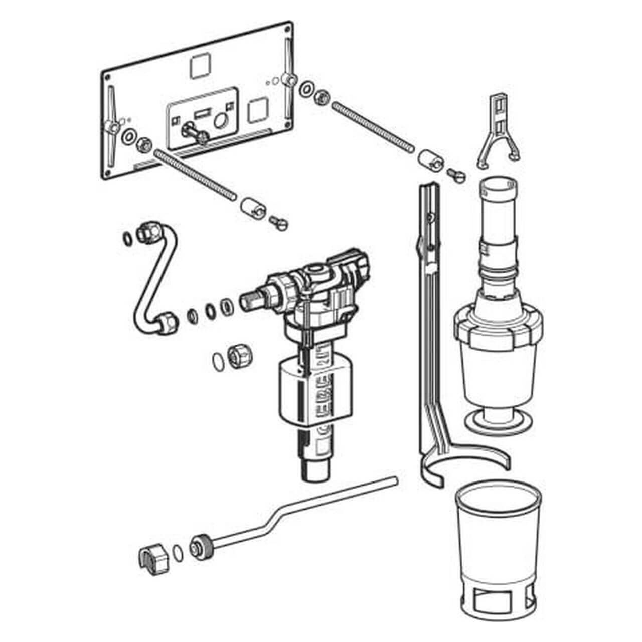 Geberit Umbauset Baujahr 1964–67 für Modell 15.000, 9 l, Spül/Stopp (215420001)