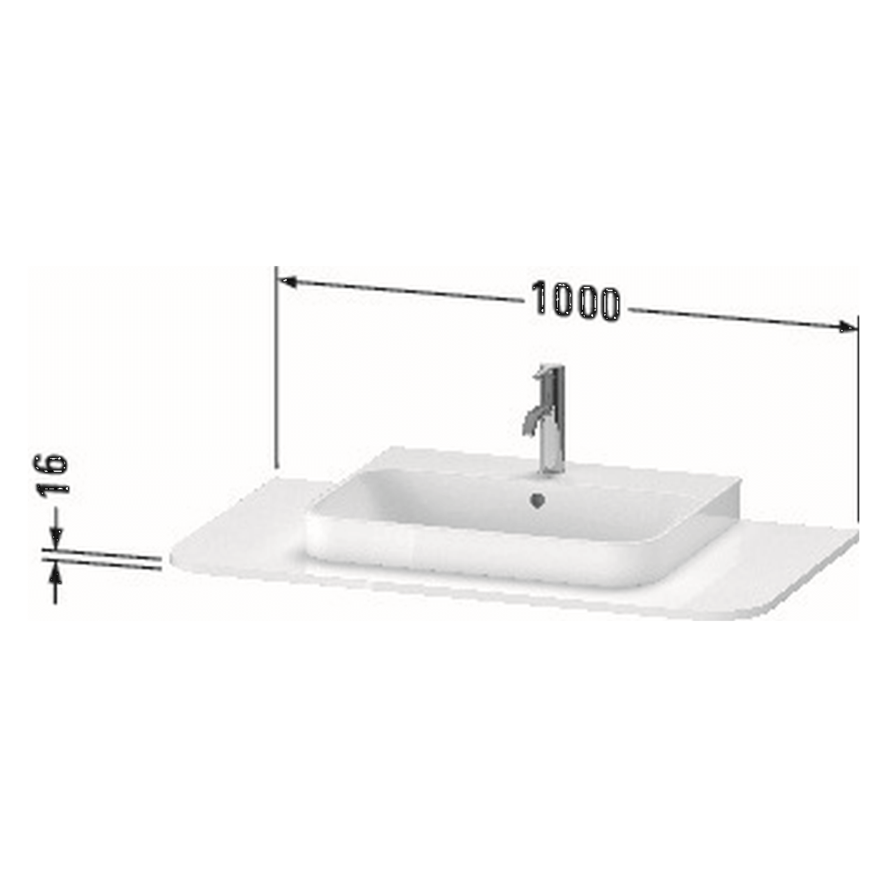 Duravit Waschtisch-Konsole Happy D.2 Plus 100x55 cm Graphit Supermatt 1 Ausschnitt (HP031E08080)