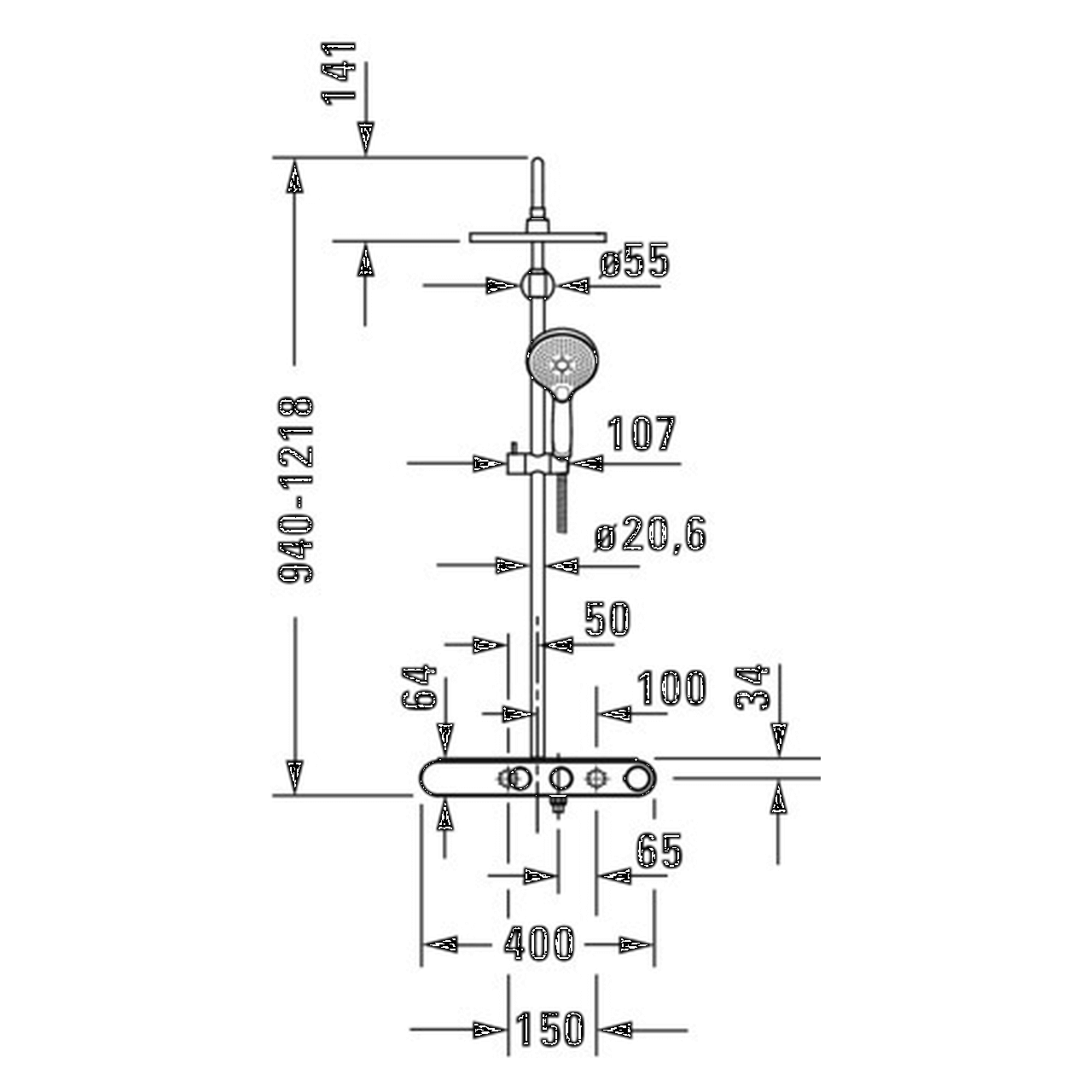 Duravit Duschsystem Shelf 1050 MinusFlow mit AP-Thermostat Weiß (TH4382008005)