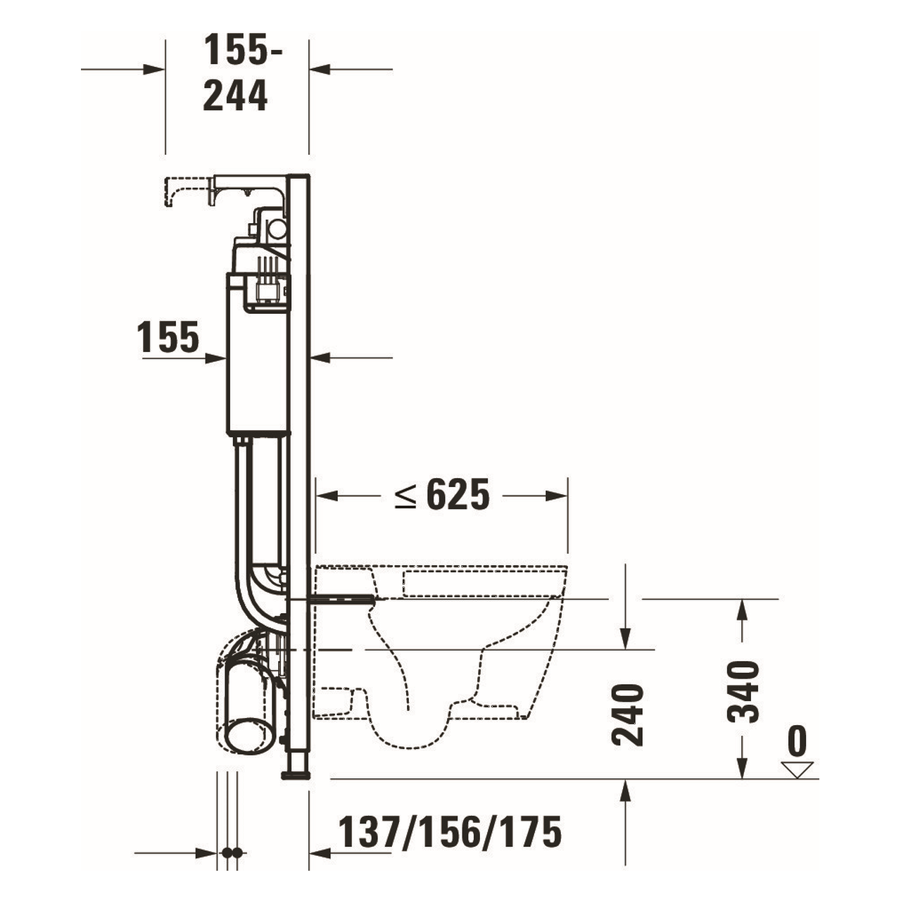 Duravit WC-Element DuraSystem 50x114,8 cm Standard vormontiert, pulverbeschichtet (WD1011000000)