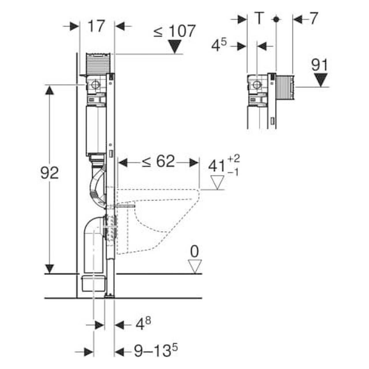 Geberit Wand-WC-Element Duofix BH 98 cm mit Omega UP-Spülkasten 12 cm (111030001)