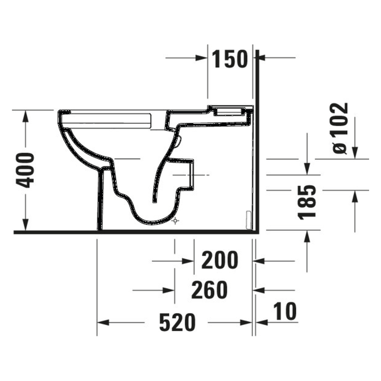 Duravit Stand-Tiefspül-WC Kombi No.1 36,5x65 cm 6 l waagerechter Abgang Rimless Weiß (2182090000)