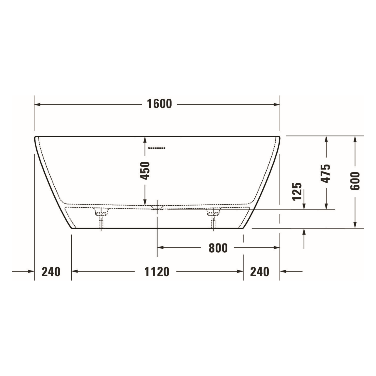 Duravit Badewanne D-Neo 160x75 cm freistehend matt Weiß mit Überlauf (700477000000000)