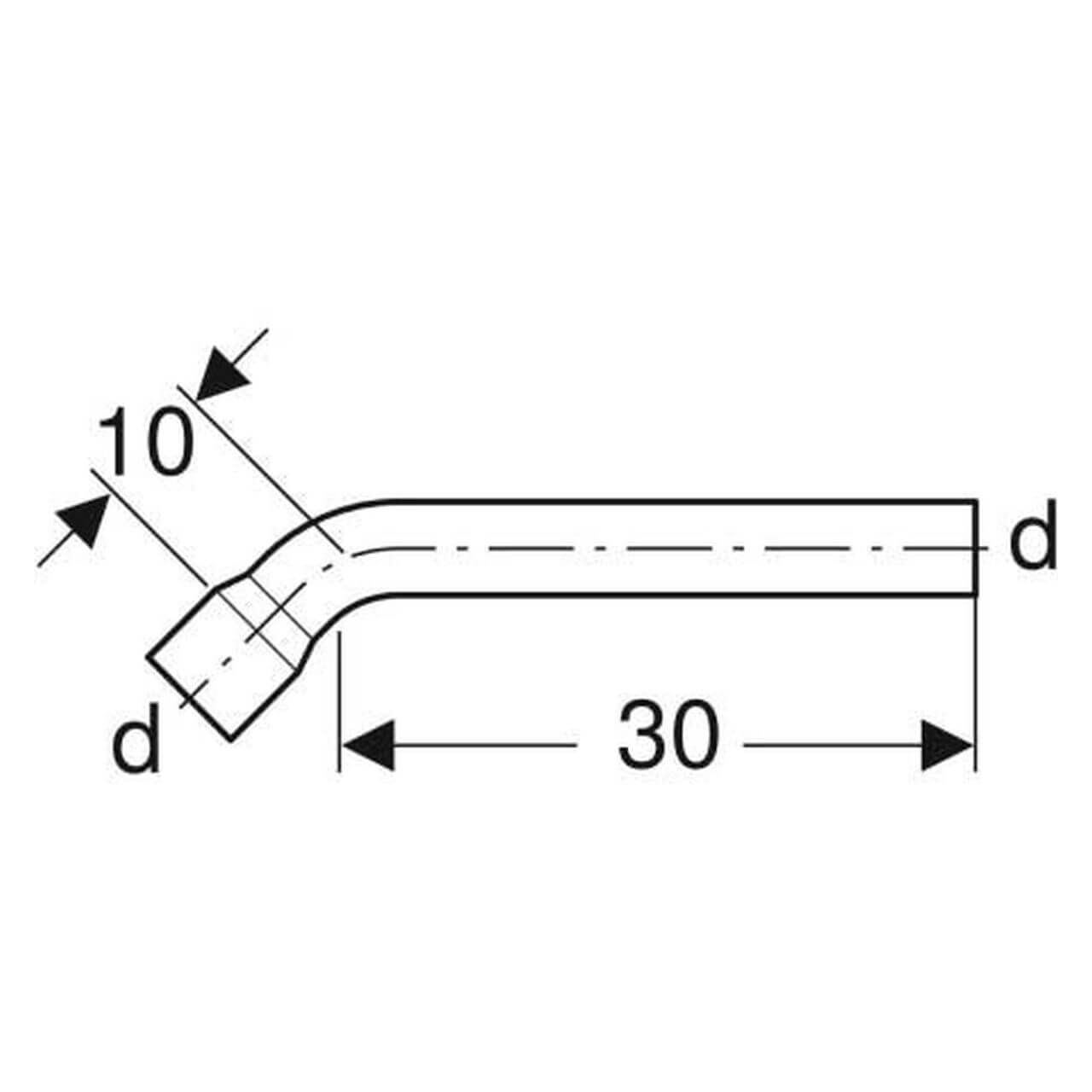 Geberit Spülbogenverlängerung 45°, 30x10 cm, 44 mm, mit Steckmuffe Weiß (118020111)