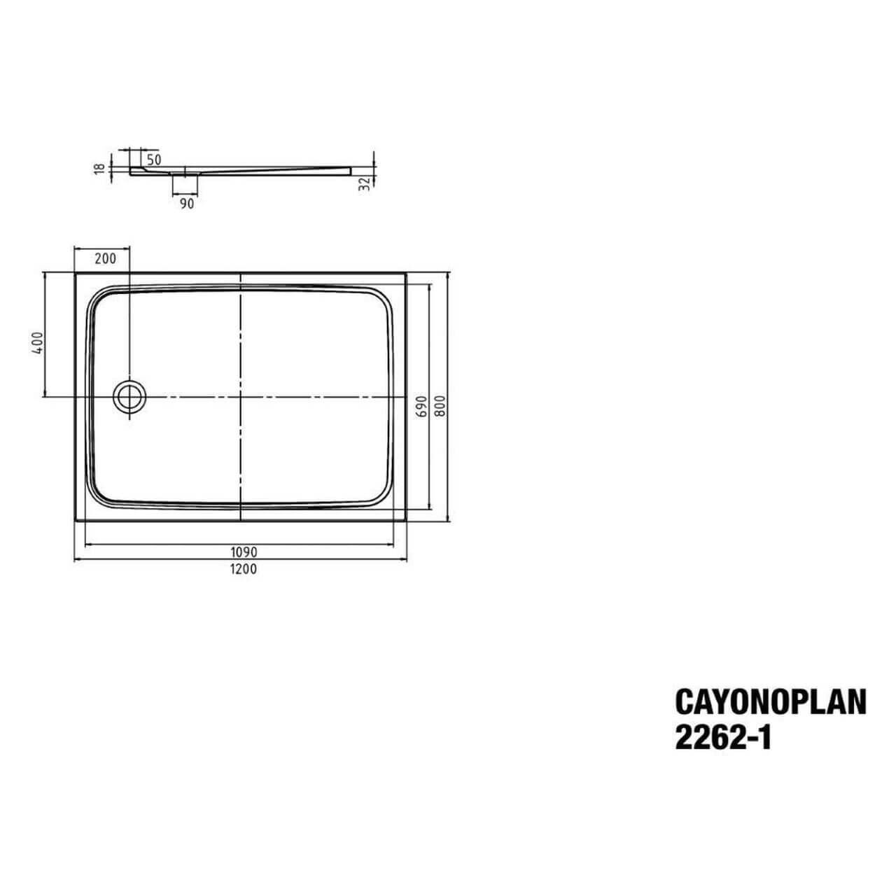 Kaldewei Duschwanne Cayonoplan 80x120x1,8 cm Weiß (362200010001)