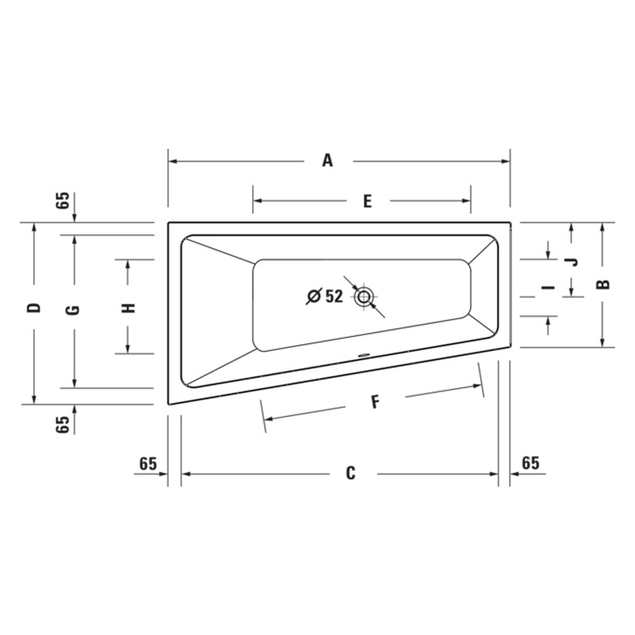 Duravit Trapez-Badewanne No.1 170x100 cm Weiß links (700508000000000)