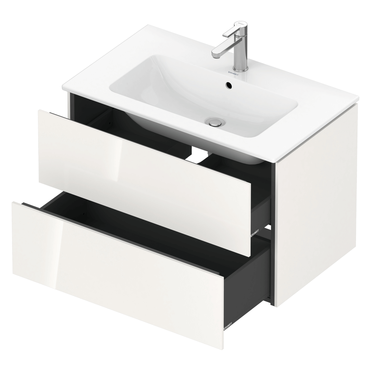 Duravit Waschtisch-Unterschrank L-Cube 82x48,1 cm, weiß hochglanz, wandhängend, 2 Schubkästen