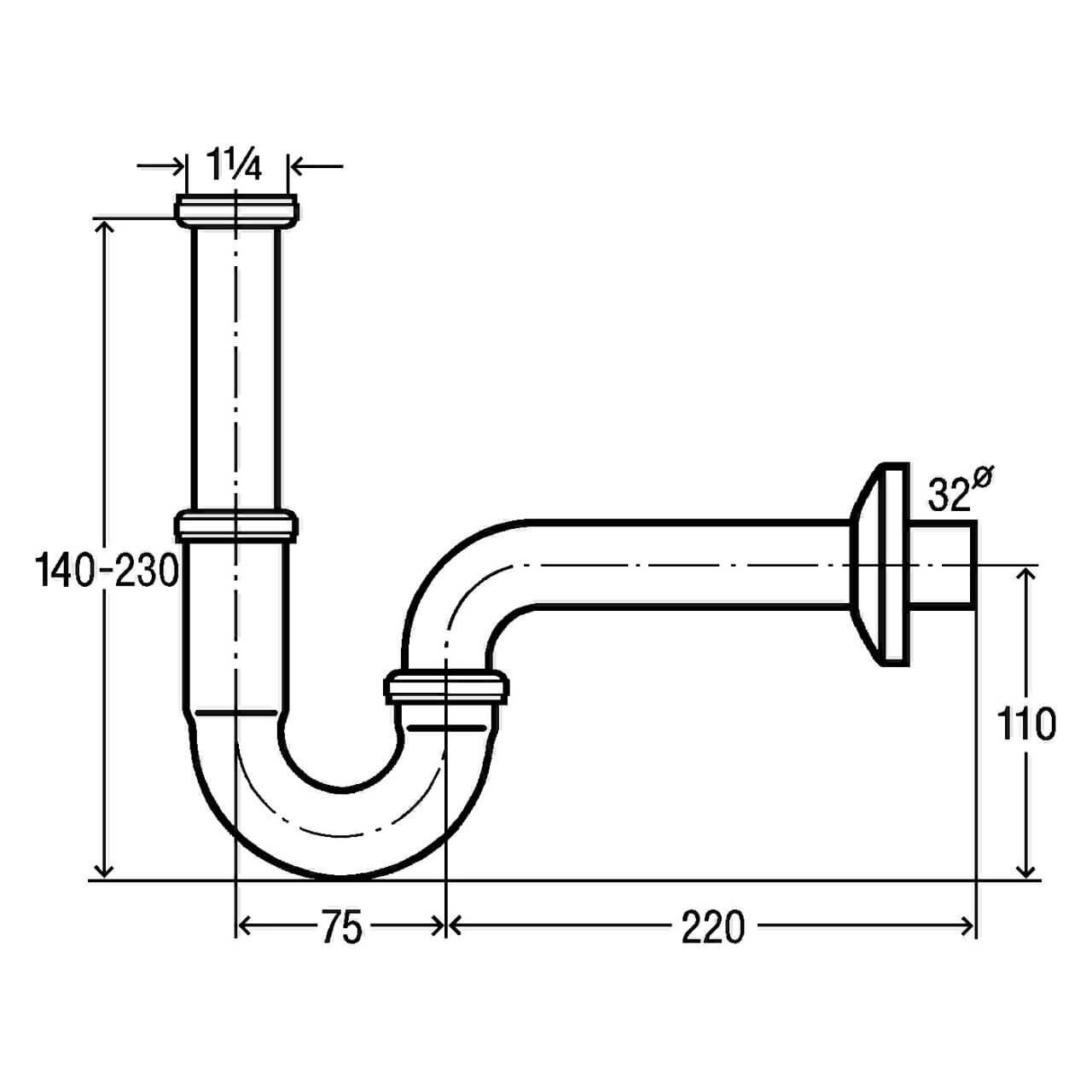 Viega Plus-Siphon 5611.5 G1 1/4 x 32 mm verchromt (101572)