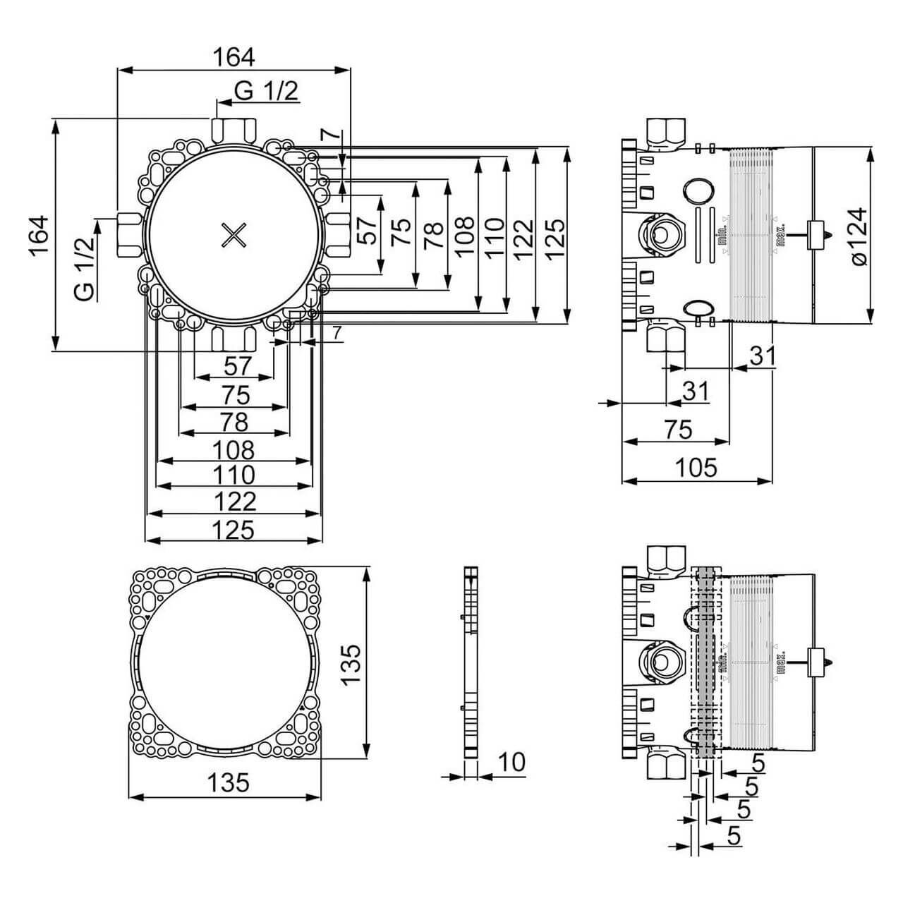 Hansa Grundkörper Hansabluebox UP 1/2" ohne Vorabsperrung DN 15  (80000000)