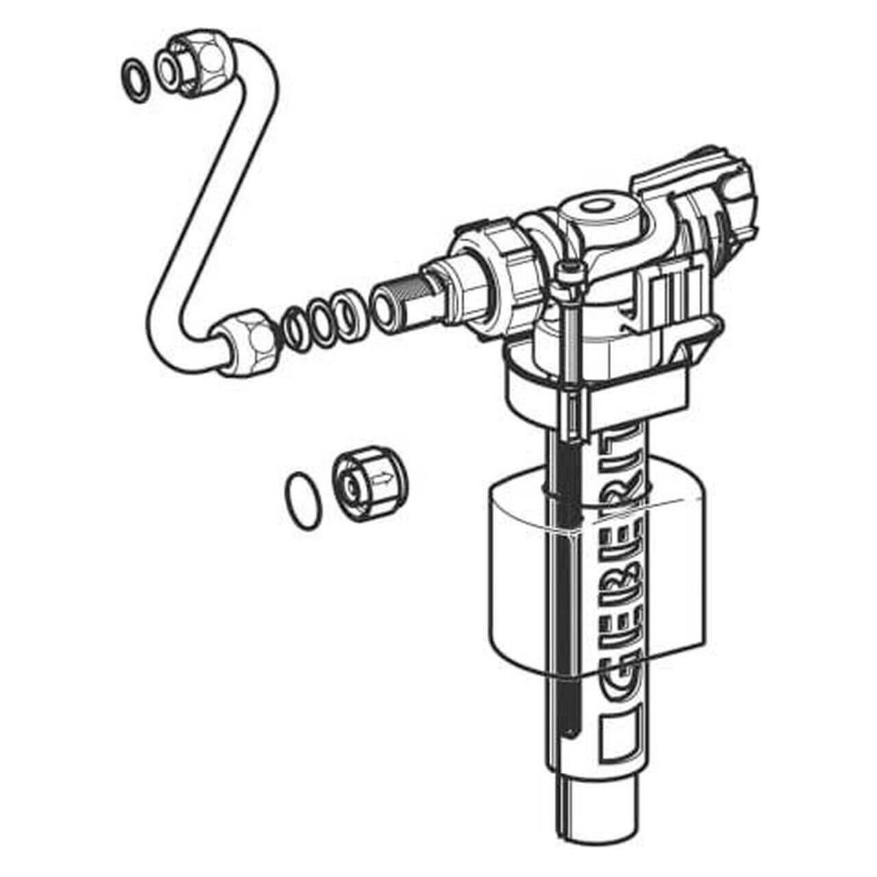 Geberit Füllventil Typ 380 seitlich 3/8 Zoll Messing (240705001)