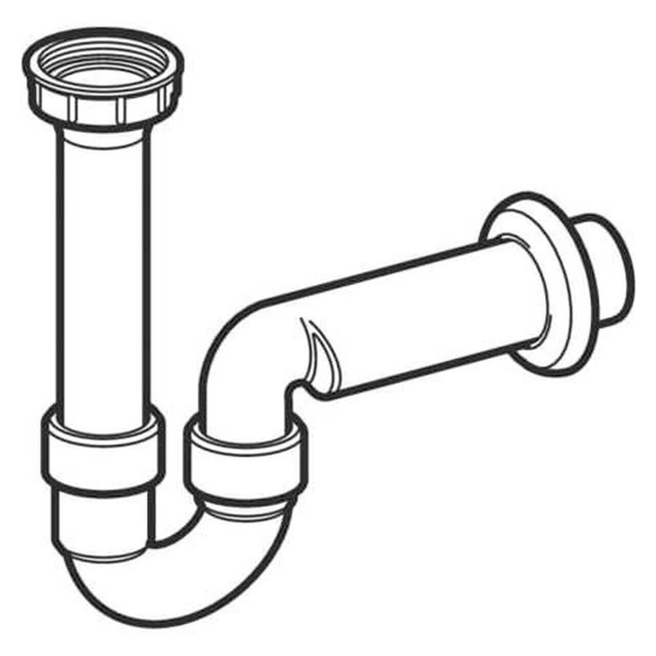 Geberit Rohrbogen G1 1/2 x 50 mm horizontal für Spülbecken Weiß (152741111)