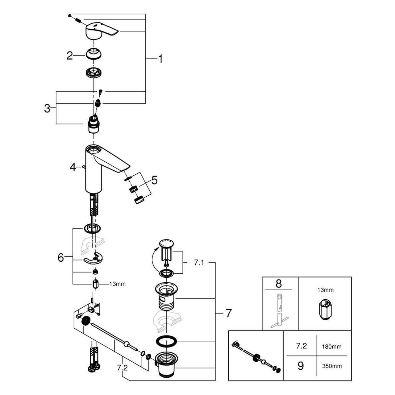 Grohe Waschtischarmatur Eurosmart 1/2 M Size mit Ablaufgarnitur (23322003)