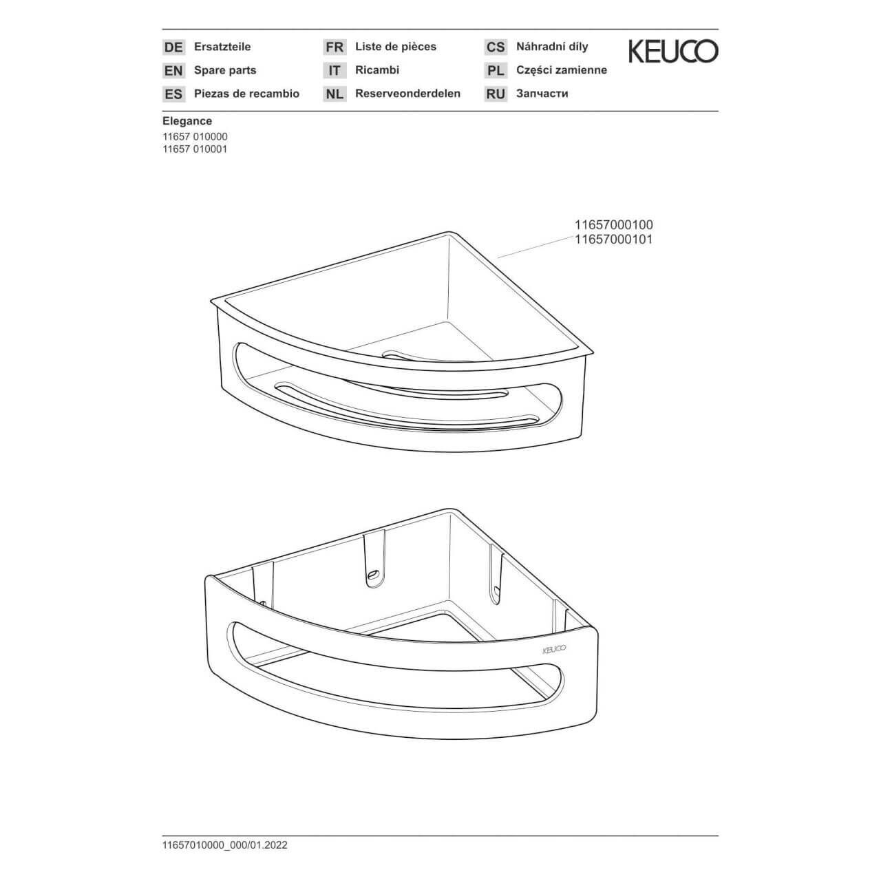 Keuco Eckduschkorb Elegance 2-teilig Chrom (11657010000)