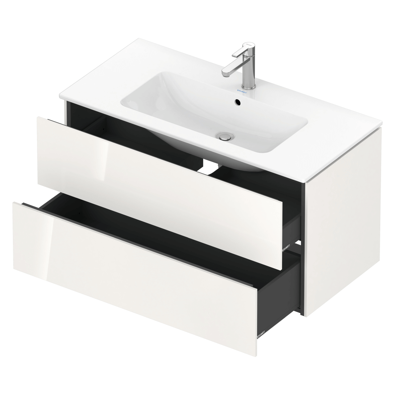 Duravit Waschtisch-Unterschrank L-Cube, 102 cm, weiß hochglanz, 2 Schubkästen, wandhängend