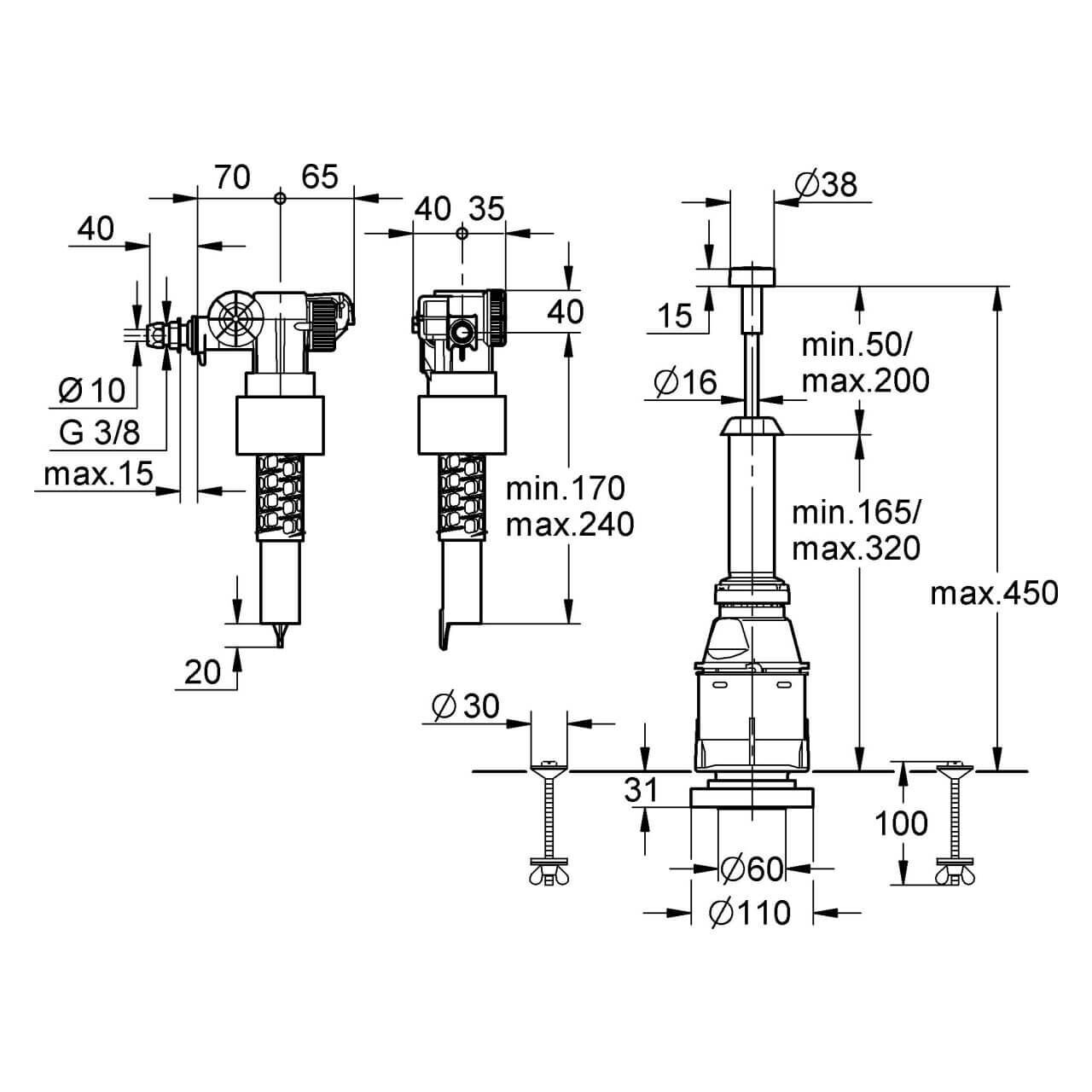 Grohe Austauschgarnitur für Aufsatz-Spülkästen Mattchrom/Chrom (43907PI0)