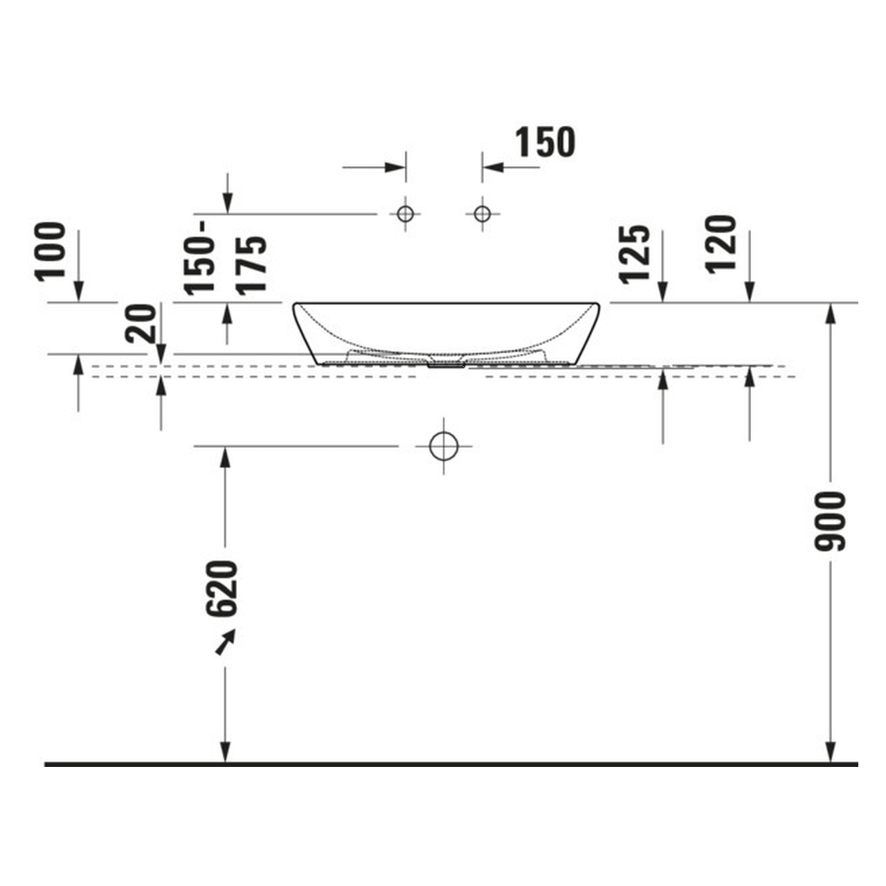Duravit Aufsatzwaschtisch D-Neo 60x40 cm Weiß ohne Hahnloch (2372600070)