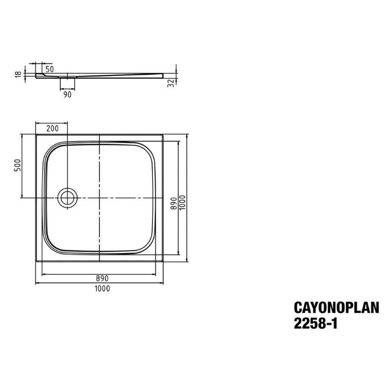 Kaldewei Duschwanne Cayonoplan 100x100x1,8 cm Weiß (361800010001)